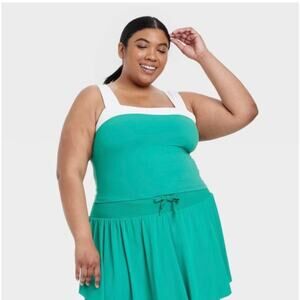 All in Motion Women's Athletic Soft Square Neck Cropped Tank Top Size‎ XXL Green